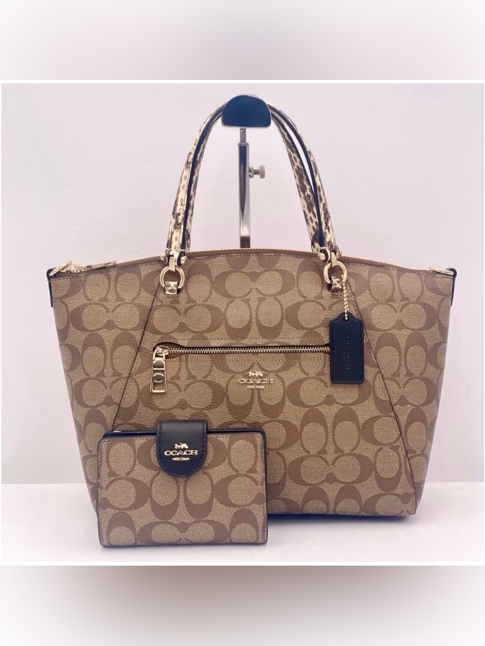 Coach tote brown bag and wallet set